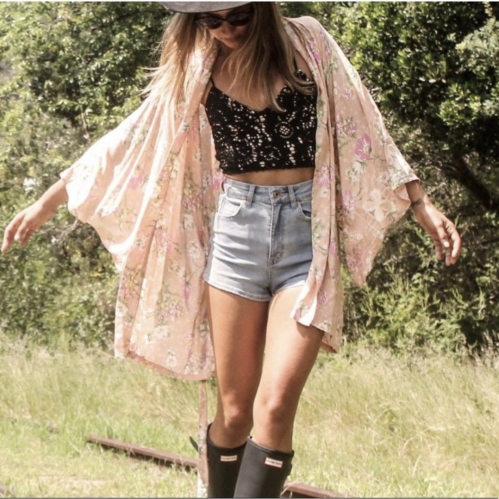 Spell Sundancer Short Robe Kimono OS Blush